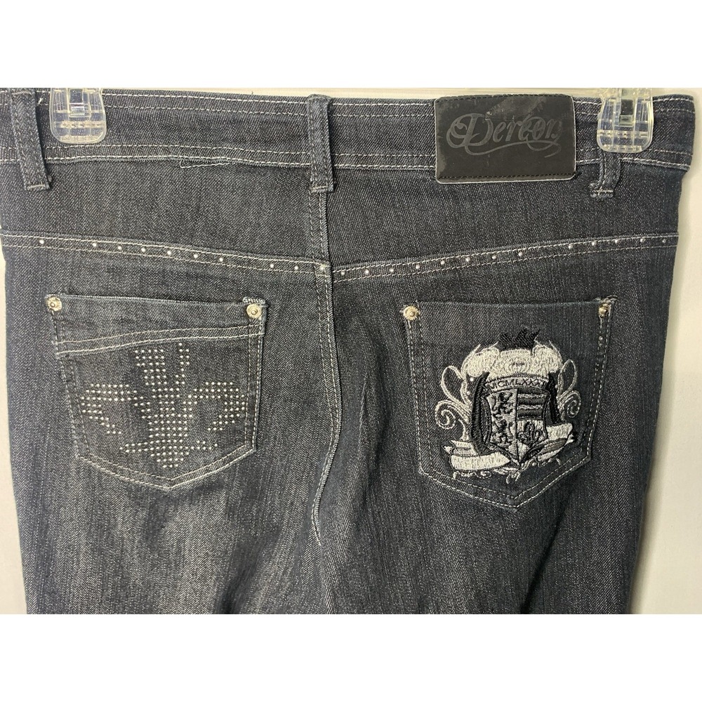 Women's 14W Dereon 30x33 Dark Wash Straight Skinny? Jeans Y2K - Picture 2 of 7